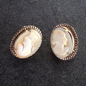 Vintage Gold Victorian Style Cameo Earrings